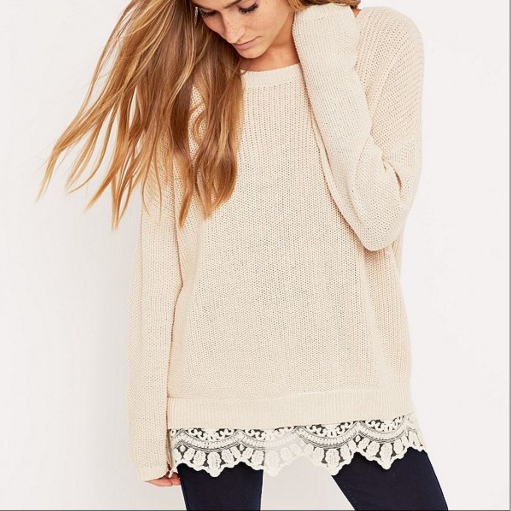 UO Pins and Needles Lace Trim Sweater